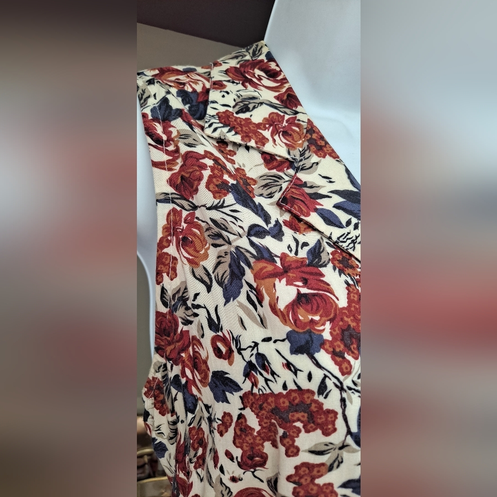 1990s JONATHAN MARTIN Off-White Floral Sundress Fitted Tie Back Tank Maxi Dress - Picture 12 of 16